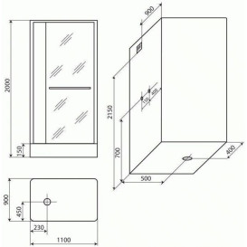 Гідромасажний бокс Miracle 110х90 см профіль білий/скло прозоре NA113-3