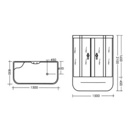 Гідромасажний бокс Miracle 150х85 см профіль сатин/скло сіре F77-3W/Rz+ new КПУ