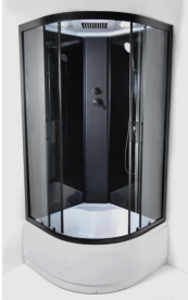 Гидромассажный бокс Vivia Nero 95 RC 90х90 профиль черный/тонированное стекло серое А0046447