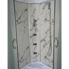 Гідромасажний бокс Vivia TKF 100 Білий мармур WG 100x100 профіль сатин/скло fabric А0045233