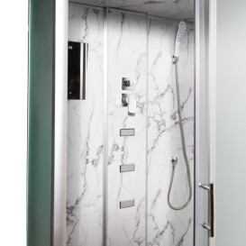 Гідромасажний бокс Vivia TKF 7715 Білий мармур BG 120х80 профіль сатин/скло fabric А0048640