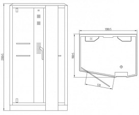 Гидромассажный паровой бокс Devit Soul 120х90 см с правым открытием профиль черный/прозрачное стекло FEN8912BR