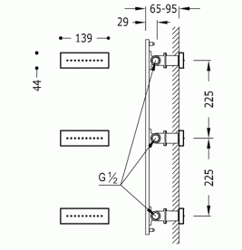Гідромасажні форсунки Tres Showers з анти вапняним покриттям матове золото 29951505OM