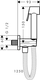 Гигиенический душ Hansgrohe Axor 1jet для холодной воды со шлангом и держателем матовый никель 29241820