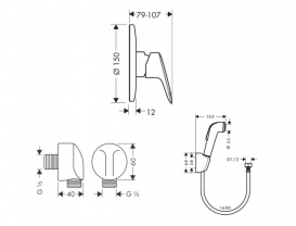 Гигиенический душ скрытого монтажа Hansgrohe Logis 1262019