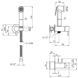 Гигиенический душ со смесителем Kroner KRP Bidet-C082 хром CV031550