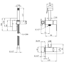 Гигиенический душ со смесителем Kroner KRP Bidet-C083 хром CV031551