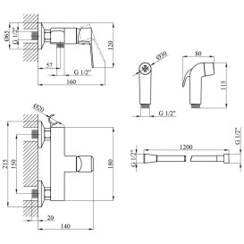 Гігієнічний душ із змішувачем Kroner KRP Enzo-C052 хром CV023609