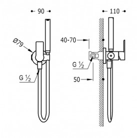 Гигиенический душ со смесителем Tres Loft-Tres однорычажный хром 20522201