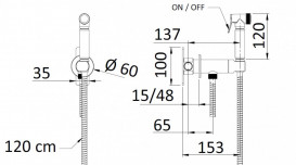 Гигиенический душ со смесителем с прогрессивным картриджем Mariani Shut-off латунь черный матовый 185MNWP.14
