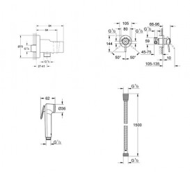 Гигиенический душ со смесителем скрытого монтажа Grohe BauClassic с New Tempesta-F хром UA11104800
