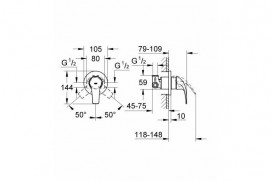 Гигиенический душ со смесителем скрытого монтажа Grohe BauCurve с Tempesta-F Trigger Spray хром UA12104400