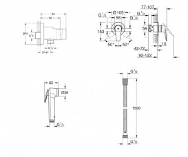 Гігієнічний душ із змішувачем прихованого монтажу Grohe BauEdge New з Tempesta-F Trigger Spray 30 хром UA28512001