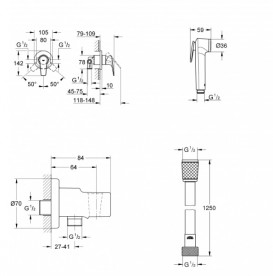 Гигиенический душ со смесителем скрытого монтажа Grohe BauFlow с Tempesta-F хром UA11144601