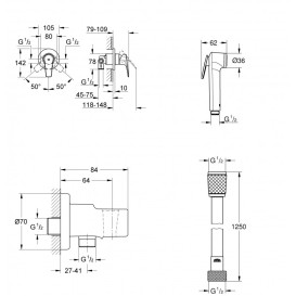 Гигиенический душ со смесителем скрытого монтажа Grohe BauFlow New с Tempesta-F хром UA11144602