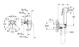 Гигиенический душ со смесителем скрытого монтажа Grohe Essence с Tempesta-F хром UA111197000
