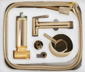 Гигиенический душ со смесителем скрытого монтажа Rea Loop золотой REA-B8979