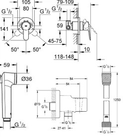 Гигиенический душ со смесителем скрытого монтажа Grohe BauEdge с Tempesta хром UA11104000