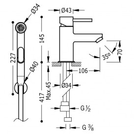 Гигиенический душ со смесителем Tres Alplus латунь хром 162113