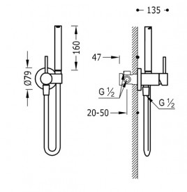 Гигиенический душ со смесителем Tres Max-Tres однорычажный хром 134122