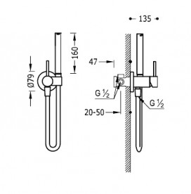 Гигиенический душ со смесителем Tres Study colors черный матовый 134123NM