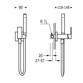 Гігієнічний душ зі змішувачем вбудований Tres Cuadro colors білий матовий 00612301BM