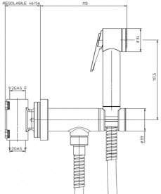 Гигиенический душ со встраиваемым прогрессивным смесителем Bossini Paloma Flat латунь черный матовый E37015B00073015