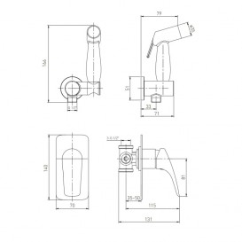 Гігієнічний душ Volle Orlando з врізним змішувачем хром 15195200