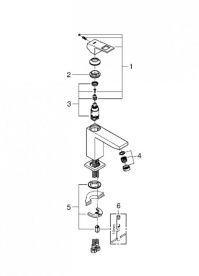 Смеситель для раковины однорычажный Grohe коллекция Eurocube хром 23446000