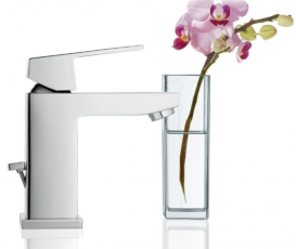 Смеситель для раковины однорычажный с донным клапаном Grohe коллекция Eurocube хром 23127000