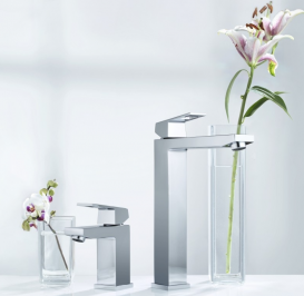 Смеситель для раковины однорычажный с донным клапаном Grohe коллекция Eurocube хром 2312700E