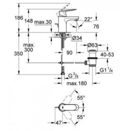 Змішувач для раковини одноважеля з донним клапаном Grohe Eurosmart Cosmopolitan хром 32825000