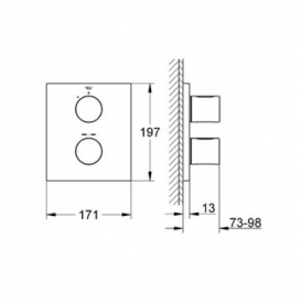 Змішувач з термостатом прихований (вбудований) Grohe колекція Grohtherm 3000 хром 19568000