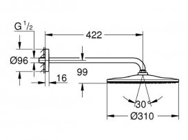 Верхній душ Grohe Rainshower з кронштейном для стіни 310 мм хром 26557000