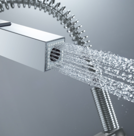 Смеситель для кухни Grohe с выдвижной лейкой Eurocube однорычажный на гибкой пружине 31395000