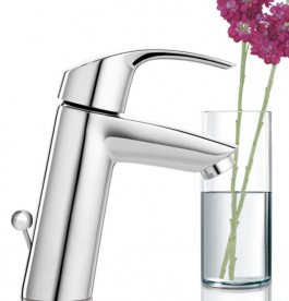 Смеситель для раковины однорычажный с донным клапаном Grohe колекция Eurosmart хром 23322001