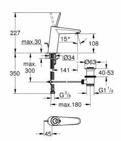 Смеситель для раковины с джойстиком с донным клапаном Grohe Eurodisc Joy хром 23427000