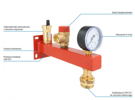 Група безпеки котла Afriso BSB Nmax UDT 73,6 кВт із клапаном безпеки MS 3 бар 9061100