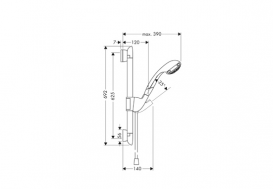 Душовий гарнітур зі штангою Hansgrohe колекція Aktiva хром 27863000