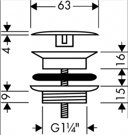 Донний клапан для раковини Hansgrohe з фіксованою кришкою хром 50001000