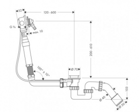 Hansgrohe Exafill S Сифон для для нестандартных ванн с наполнением через перелив СЧ 58126180