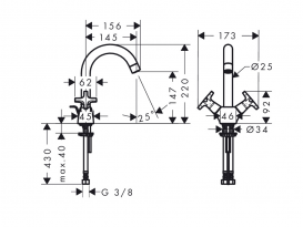 Змішувач для раковини двухвентильний з донним клапаном Hansgrohe Logis Classic хром 71270000
