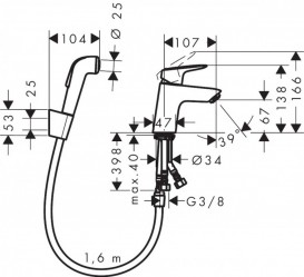 Смеситель для раковины однорычажный с душем Hansgrohe коллекция Logis хром 71290000