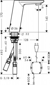 Смеситель для раковины электронный сенсорный Hansgrohe коллекция Metris S хром 31102000