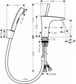 Смеситель для раковины с джойстиком и душем Hansgrohe коллекция PuraVida хром/белый 15275400