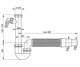Сифон для мойки AlcaPlast с накидной гайкой 6/4
