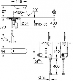 Інфрачервоний кран для раковини Grohe Euroeco Cosmopolitan E без змішування хром 36384000