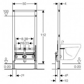Инсталляция для биде Geberit Duofix с комплектом крепления к стене и звукоизолирующим комплектом 111.520.00.1+111.815.00.1+150.050.00.1