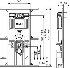 Инсталляция для унитаза TTECE TECEprofil скрытого монтажа с бачком 9041006
