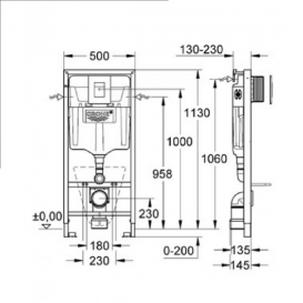 Система инсталляции Grohe Rapid SL для подвесного унитаза 4 в 1 38722001+37131000